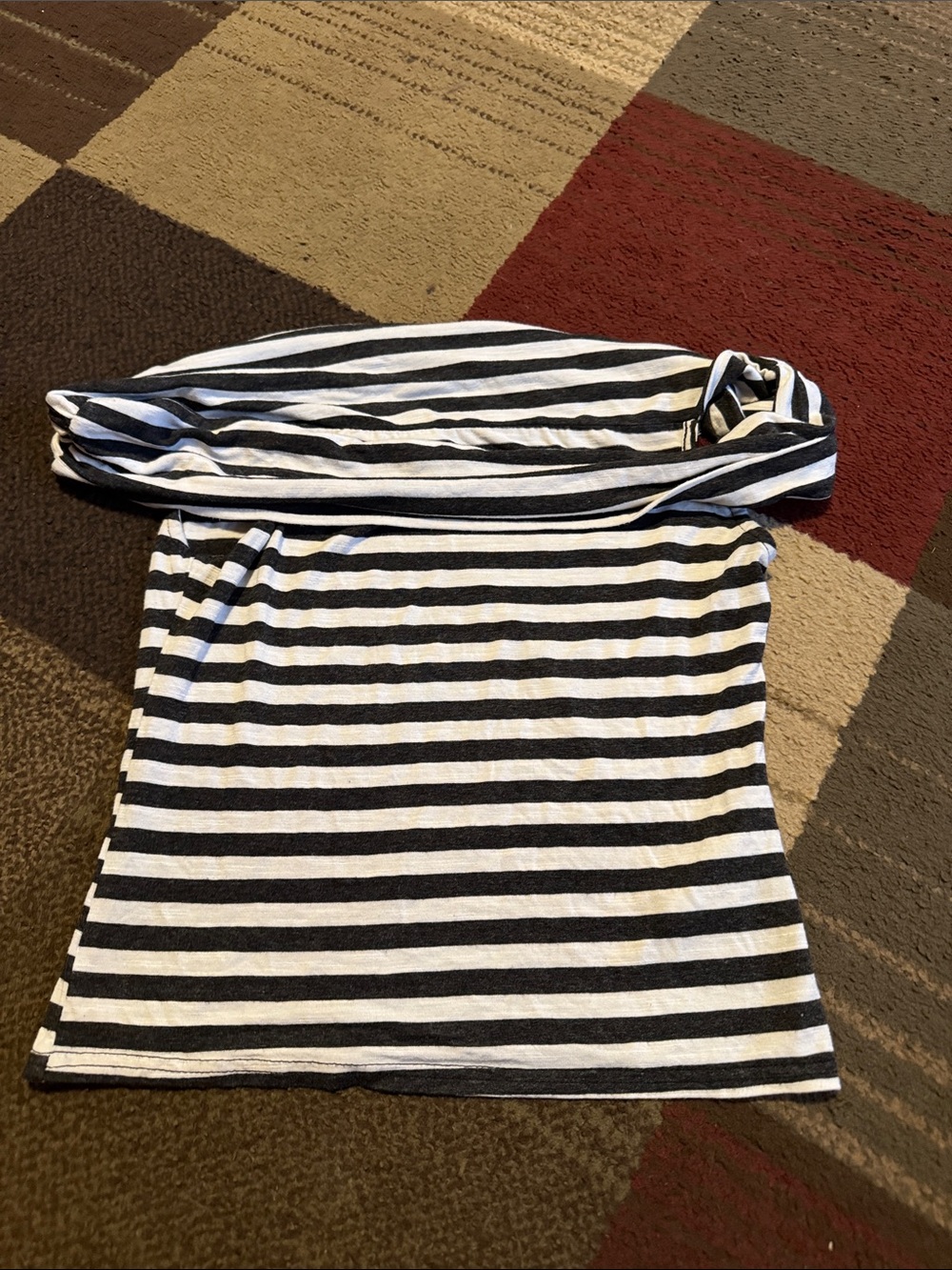 Urban Outfitters women’s Black & White Striped Off-Shoulder Top